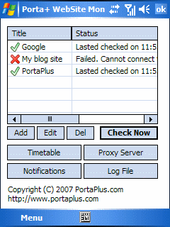 Click to view Porta+ WebSite Monitor 1.0 screenshot