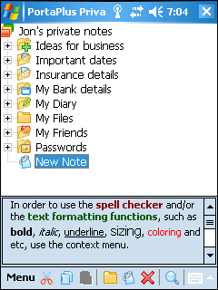 Porta+ Private Notes screenshot